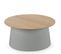 Table Basse Ronde Grise Avec Plateau Plaqué Bois 69 Cm Lazy