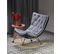 Rocking Chair Design Avec Structure En Métal Noir Et Bois Massif Imagine