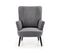 Fauteuil Contemporain En Velours Gris Avec Haut Dossier Et Pieds Noirs En Bois Massif Cyrus