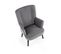 Fauteuil Contemporain En Velours Gris Avec Haut Dossier Et Pieds Noirs En Bois Massif Cyrus