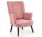 Fauteuil Contemporain En Velours Rose Avec Haut Dossier Et Pieds Noirs En Bois Massif Cyrus