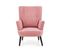 Fauteuil Contemporain En Velours Rose Avec Haut Dossier Et Pieds Noirs En Bois Massif Cyrus