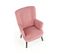 Fauteuil Contemporain En Velours Rose Avec Haut Dossier Et Pieds Noirs En Bois Massif Cyrus