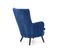 Fauteuil En Velours Bleu Avec Pieds En Bois Massif Noirs Coventry