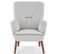 Fauteuil Design Confort Bois Et Tissu Gris Achille