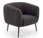 Fauteuil Rembourré En Tissu Gris Foncé Avec Pieds En Acier Noir Dreamin