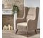 Fauteuil En Tissu Beige Avec Pieds En Bois Massif Spring