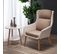 Fauteuil Marron Et Beige Rembourré Avec Pieds En Bois De Caoutchouc Clermont