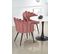 Chaise Coquillage Design En Velours Rose Avec Pieds En Acier Noir Amboise