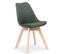 Chaise Confort Bois Massif Et Tissu Vert Foncé Bertil