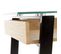 Bureau Aspect Chêne Doré Avec Plateau En Verre 120 X 60cm Et Pieds En Acier Noir Karma