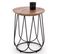 Table D'appoint Ronde Avec Plateau Aspect Noyer Et Piètement Design En Acier Noir Bocage