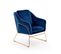 Fauteuil En Velours Bleu Avec Structure Design En Métal Doré Jazzy