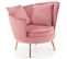 Fauteuil Contemporain En Velours Rose Avec Pieds Dorés En Métal Aedan