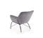 Fauteuil Contemporain En Velours Gris Avec Pieds Design En Métal Noir Briac