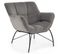 Fauteuil Contemporain En Velours Gris Avec Pieds Design En Métal Noir Briac