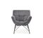 Fauteuil Contemporain En Velours Gris Avec Pieds Design En Métal Noir Briac