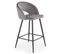 Chaise De Bar En Velours Gris Avec Pieds En Acier Noir Fit