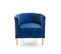 Fauteuil Lounge En Velours Bleu Avec Pieds En Bois Massif Kelen