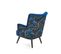 Fauteuil Lounge En Velours Bleu Avec Dossier Imprimé Florael