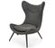 Fauteuil Design En Tissu Gris Avec Dossier Aspect Noyer Erel