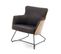 Fauteuil Design En Tissu Gris Avec Dossier Aspect Noyer Erel