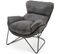 Fauteuil Lounge En Tissu Gris Avec Piètement En Métal Noir Gregor