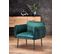 Fauteuil Contemporain En Velours Vert Avec Pieds En Métal Noir Ivona