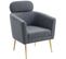 Fauteuil Contemporain Gris Avec Pieds En Métal Doré Yanna