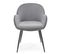 Chaise Contemporaine En Velours Gris Avec Accoudoirs Et Pieds En Métal Noir Dove