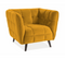 Fauteuil Design Carré Velours Jaune Curry Capitonné Compi