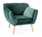 Fauteuil Design Velours Vert et Hêtre Blink