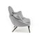 Fauteuil Lounge Design En Tissu Gris Avec Pieds En Métal Noir Plazza