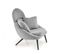 Fauteuil Lounge Design En Tissu Gris Avec Pieds En Métal Noir Plazza