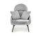 Fauteuil Lounge Design En Tissu Gris Avec Pieds En Métal Noir Plazza