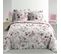 Pack Housse De Couette 220x240 Cm Percale Luxe Flower Blanc + Drap Housse 140x190 Rose