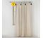 Lot De 2 Rideaux Tamisant à Passants + Pompons 140 X 240 Cm Polycoton Cyrine Beige