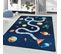 Planetes - Tapis Enfant Lavable Bleu 140 X 200 Cm