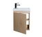 Meuble Lave-mains Lisa Décor Chêne + Robinet Noir + Miroir Ovale