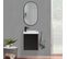 Meuble Lave-mains Lisa Noir + Miroir Ovale