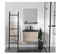 Meuble Simple Vasque 60cm Sorrento Chêne+vasque Noire+robinet+miroir Rectangle