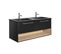 Ensemble Meuble Double Vasque 120cm Noir + 2 Robinets + 2 Miroirs Nika