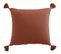 Coussin Carré 40x40 Cm Gaze De Coton Avec Pompons Terracotta