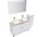 Ensemble Salle De Bain 2 Vasques Posées 120cm 2 Tiroirs Blanc + Miroir + Colonne Droite - Venice