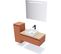 Meuble De Salle De Bain Vasque Posée 90cm 1 Tiroir Terracotta + Miroir - Hudson