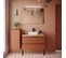 Meuble De Salle De Bain Vasque Posée 90cm 2 Tiroirs Terracotta + Miroir - Hudson