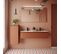 Meuble De Salle De Bain Double Vasque 120cm 1 Tiroir Terracotta - Hudson