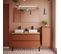 Ensemble Salle De Bain 2 Vasques Posées 120cm 2 Tiroirs Terracotta +miroir +colonne Droite - Hudson