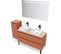 Ensemble Salle De Bain 2 Vasques Posées 120cm 2 Tiroirs Terracotta +miroir +colonne Gauche - Hudson