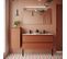 Ensemble Salle De Bain Double Vasque 120cm 2 Tiroirs Terracotta + Miroir + Colonne Gauche - Hudson